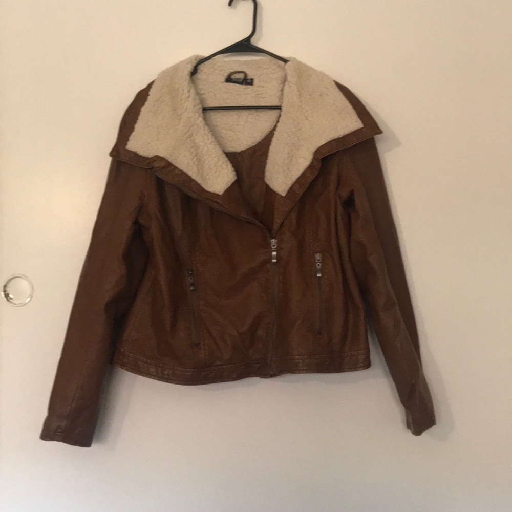 Brown (faux) leather jacket